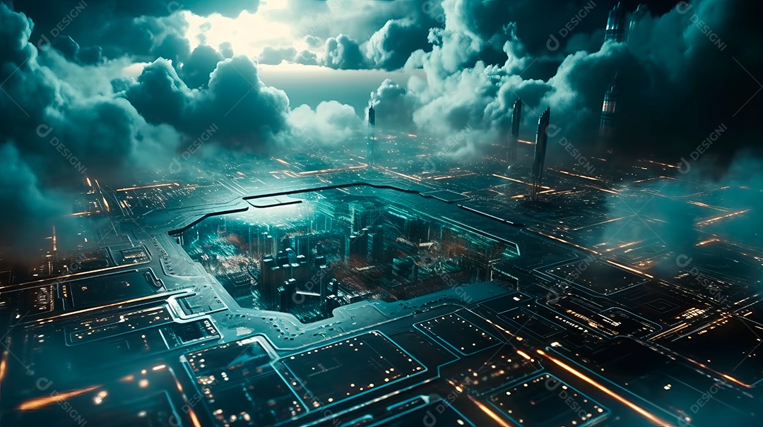 Futurista e de alta tecnologia uma cidade.