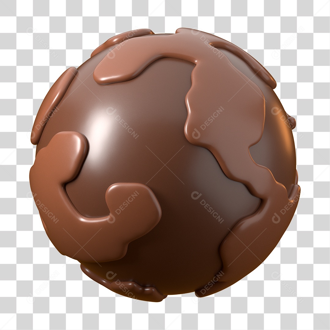 Elemento 3D Dia Mundial do Chocolate para Composição PNG Transparente