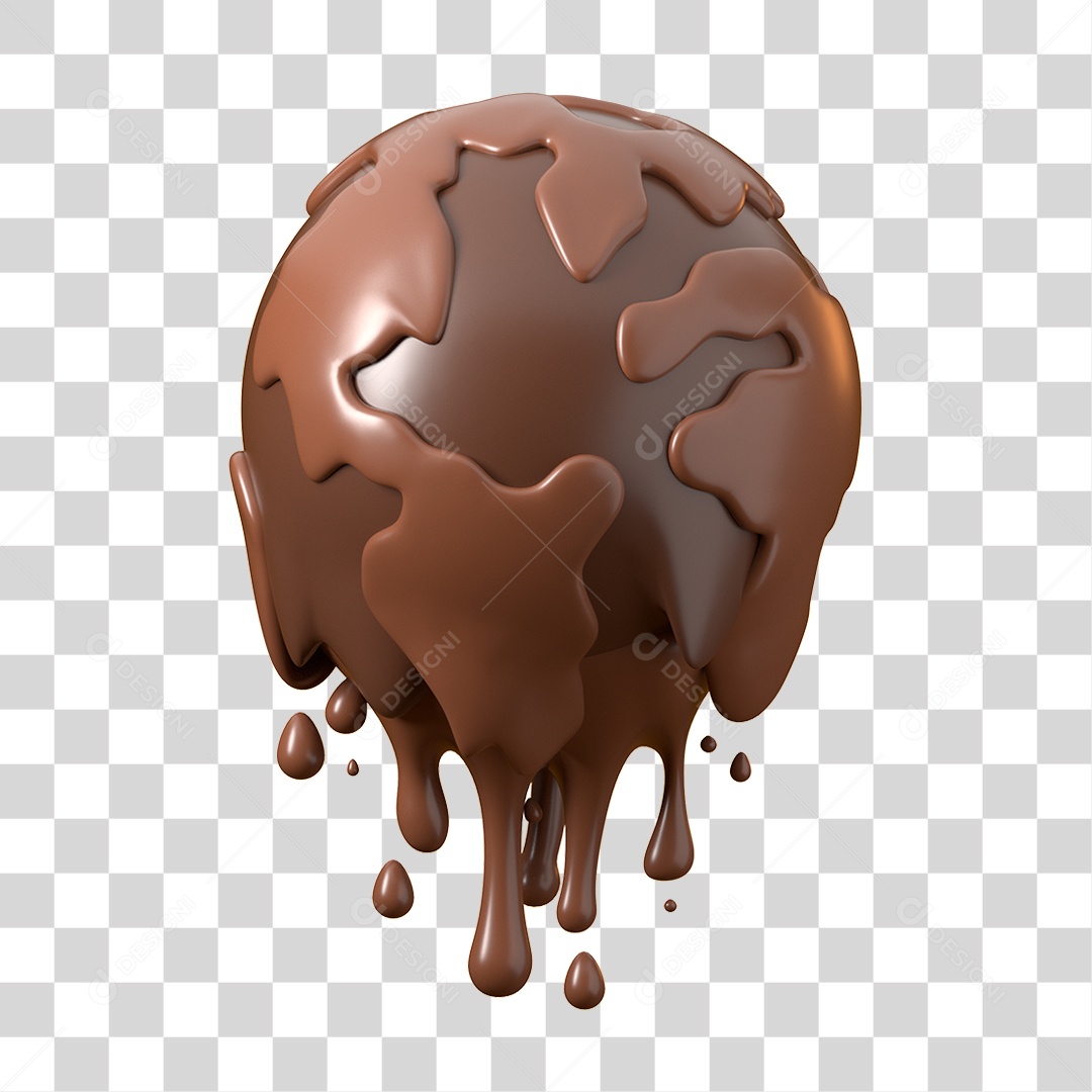 Elemento 3D Dia Mundial do Chocolate para Composição PNG Transparente