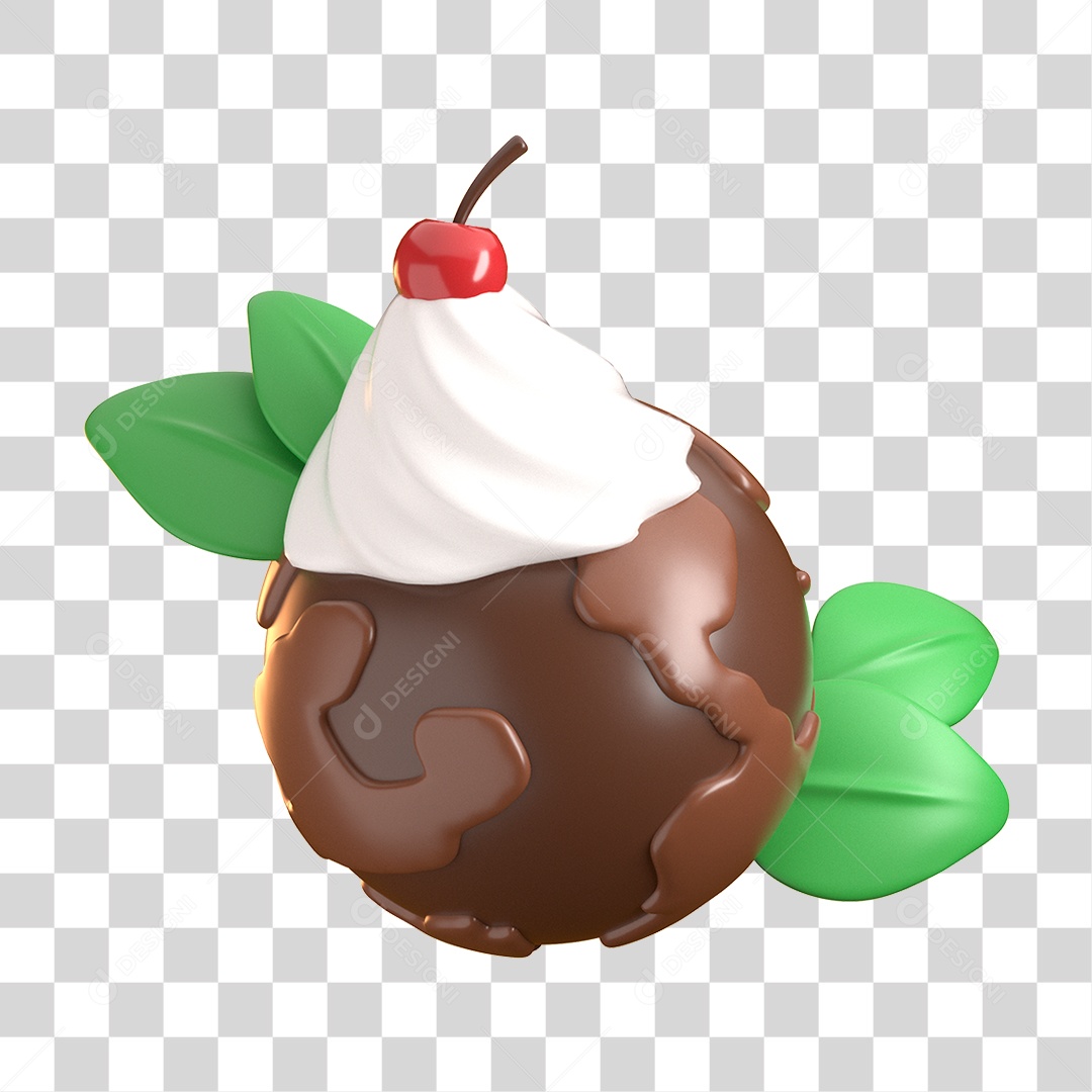 Elemento 3D Dia Mundial do Chocolate para Composição PNG Transparente