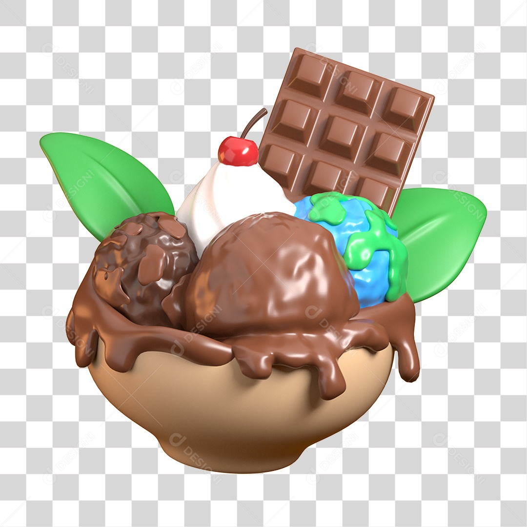 Elemento 3D Dia Mundial do Chocolate para Composição PNG Transparente