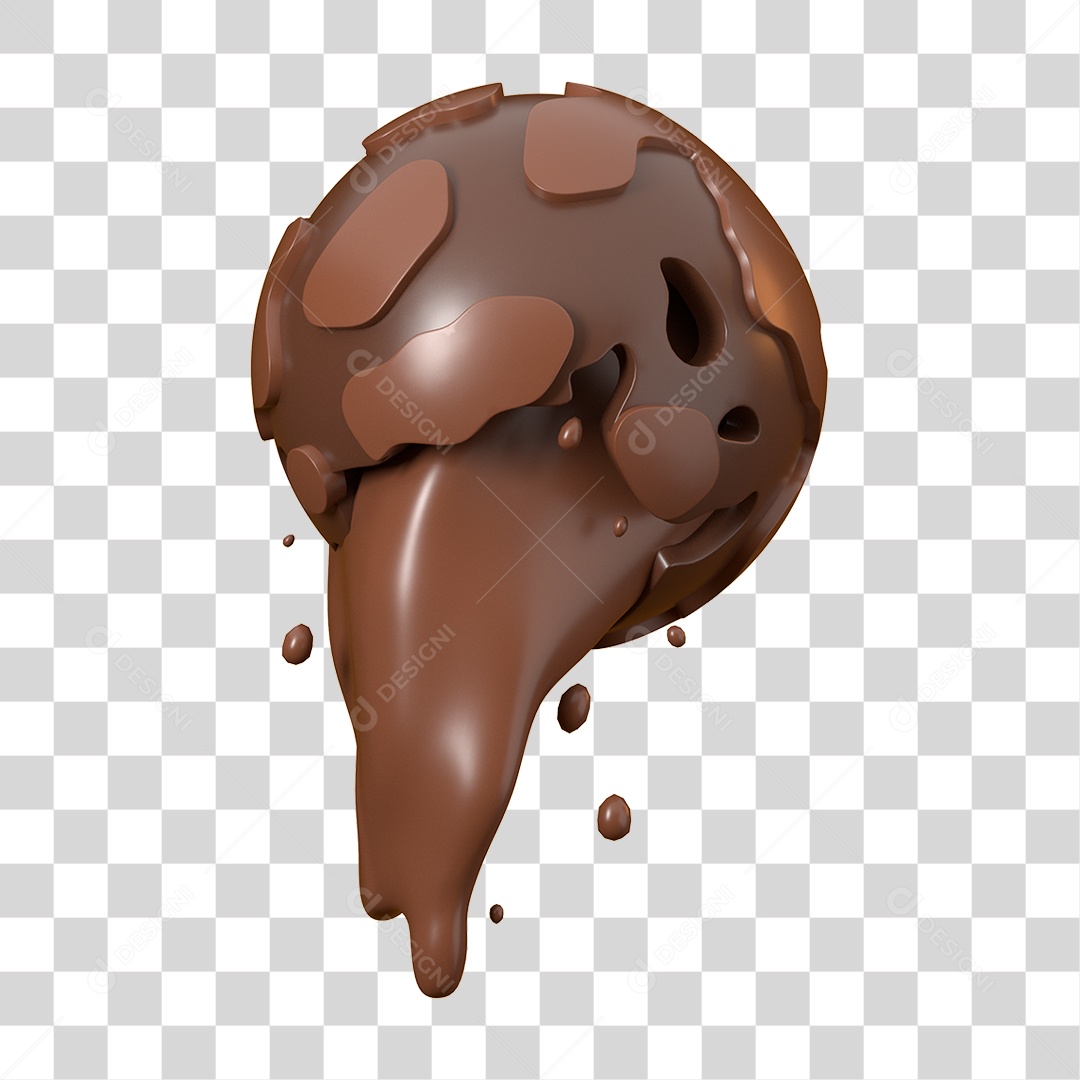 Elemento 3D Dia Mundial do Chocolate para Composição PNG Transparente