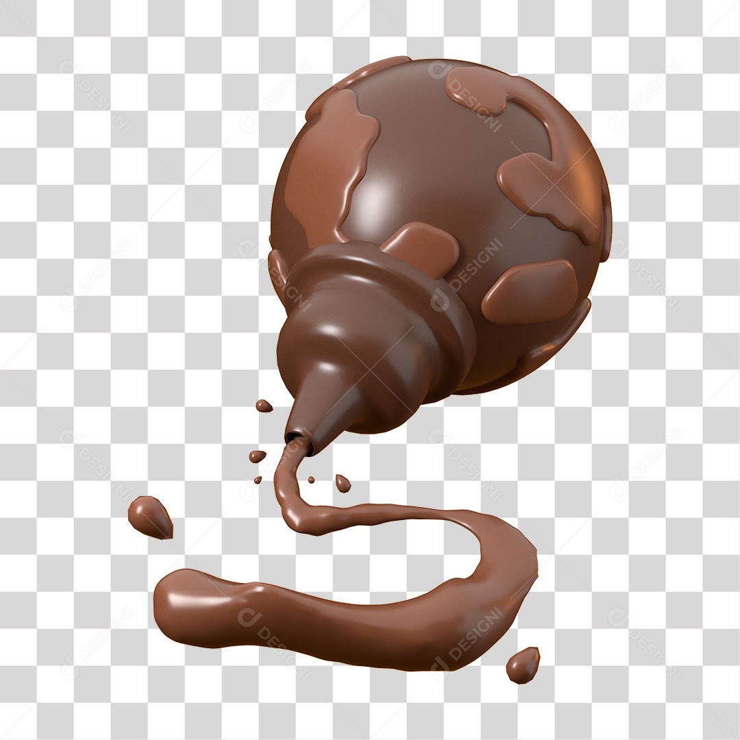 Elemento 3D Dia Mundial do Chocolate para Composição PNG Transparente