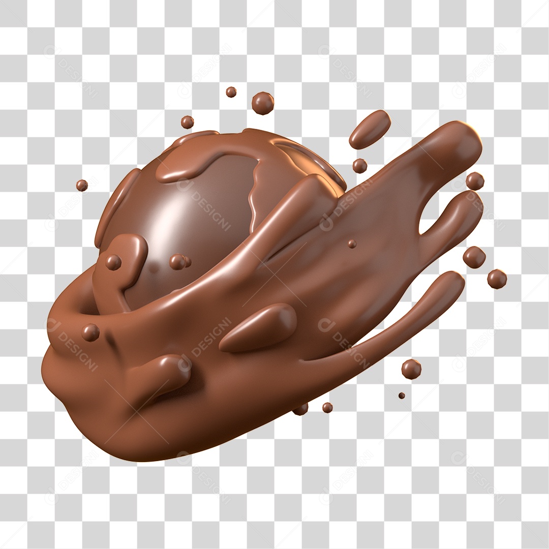 Elemento 3D Dia Mundial do Chocolate para Composição PNG Transparente