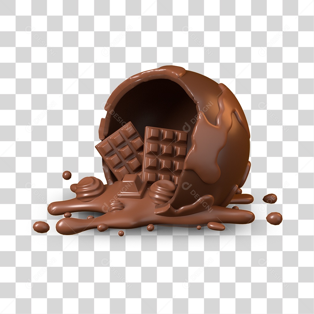 Elemento 3D Dia Mundial do Chocolate para Composição PNG Transparente