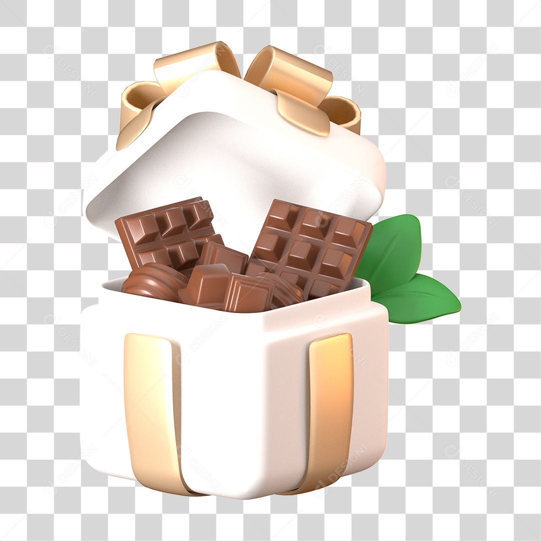 Elemento 3D Dia Mundial do Chocolate para Composição PNG Transparente