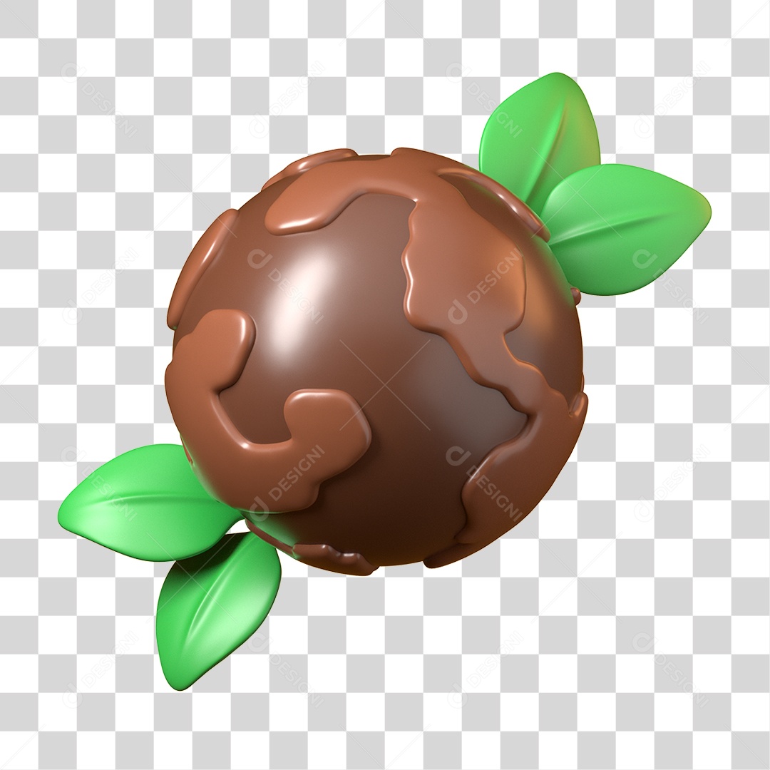 Elemento 3D Dia Mundial do Chocolate para Composição PNG Transparente