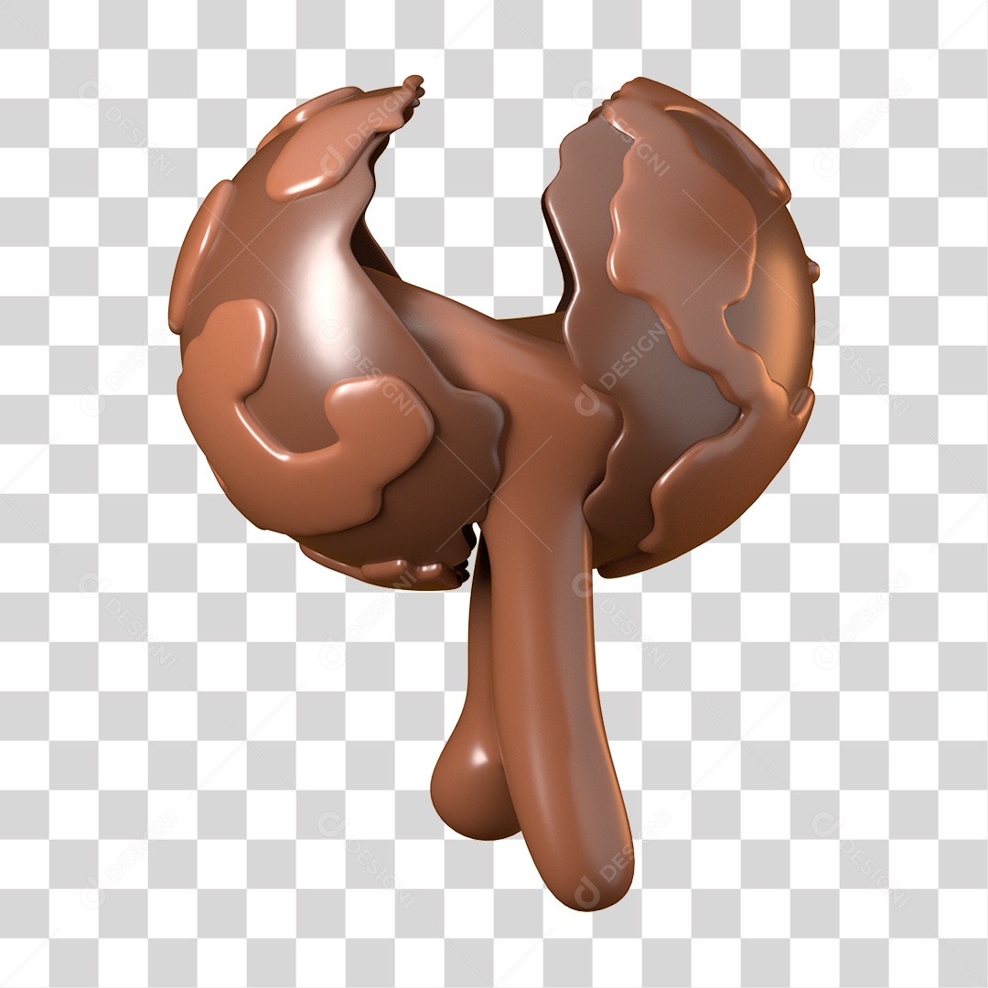 Elemento 3D Dia Mundial do Chocolate para Composição PNG Transparente