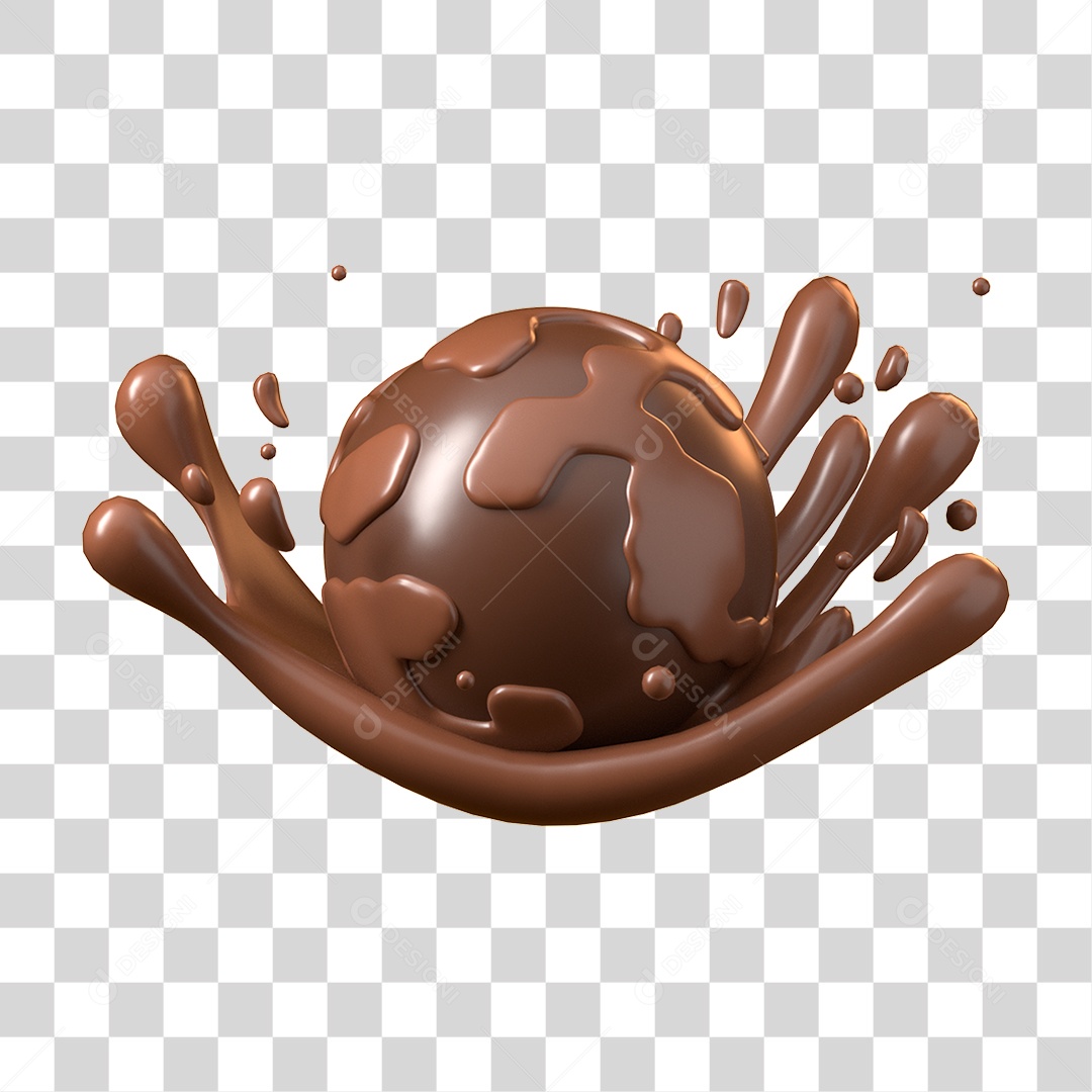 Elemento 3D Dia Mundial do Chocolate para Composição PNG Transparente