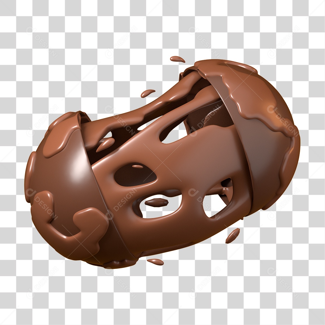Elemento 3D Dia Mundial do Chocolate para Composição PNG Transparente
