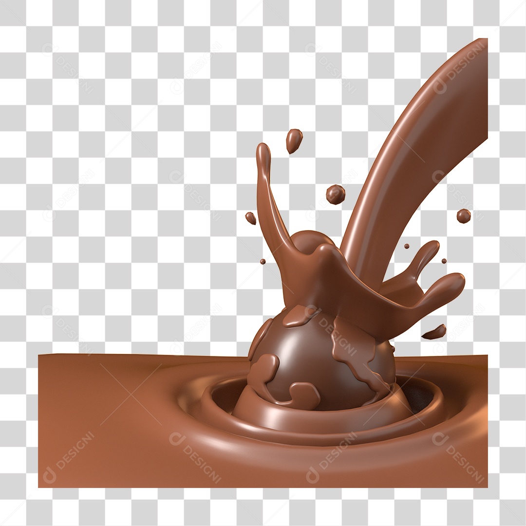 Elemento 3D Dia Mundial do Chocolate para Composição PNG Transparente