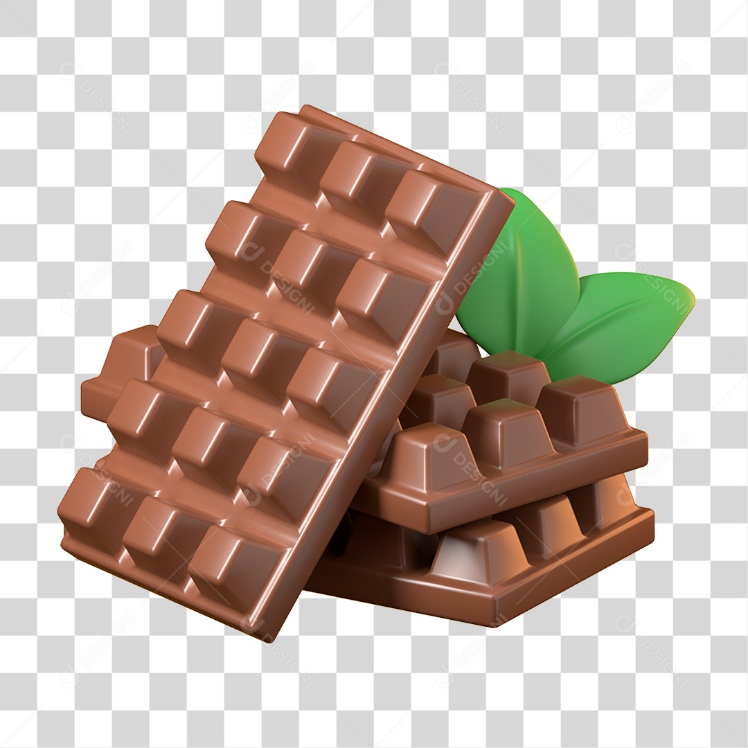 Elemento 3D Dia Mundial do Chocolate para Composição PNG Transparente