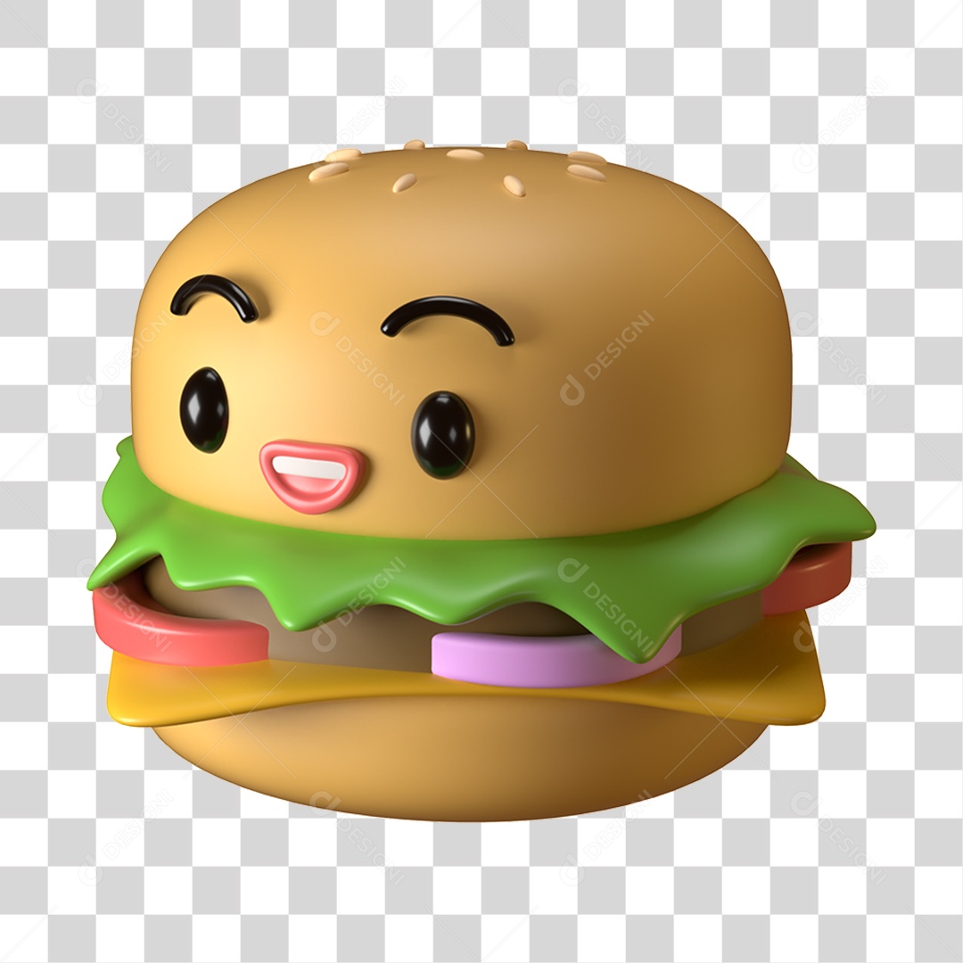 Elemento 3D Dia Mundial do Hambúrguer para Composição PNG Transparente