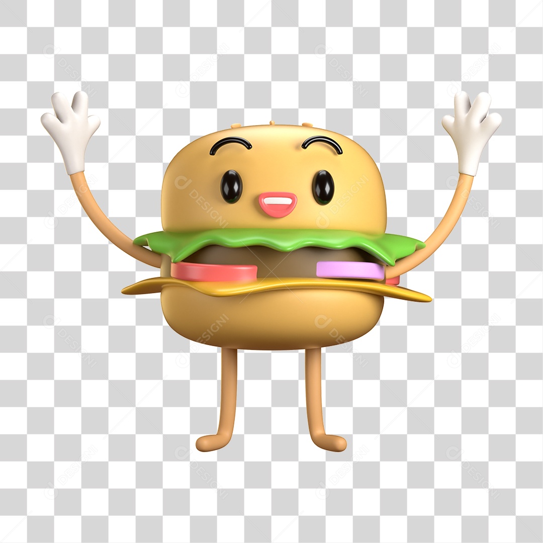 Elemento 3D Dia Mundial do Hambúrguer para Composição PNG Transparente