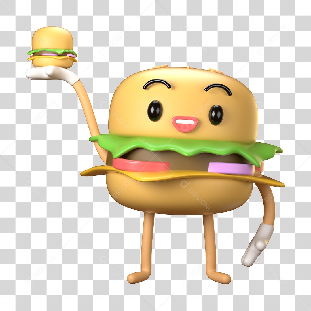Elemento 3D Dia Mundial do Hambúrguer para Composição PNG Transparente