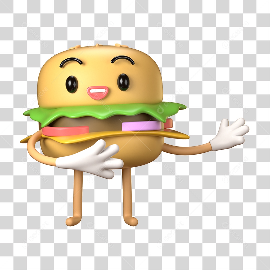 Elemento 3D Dia Mundial do Hambúrguer para Composição PNG Transparente