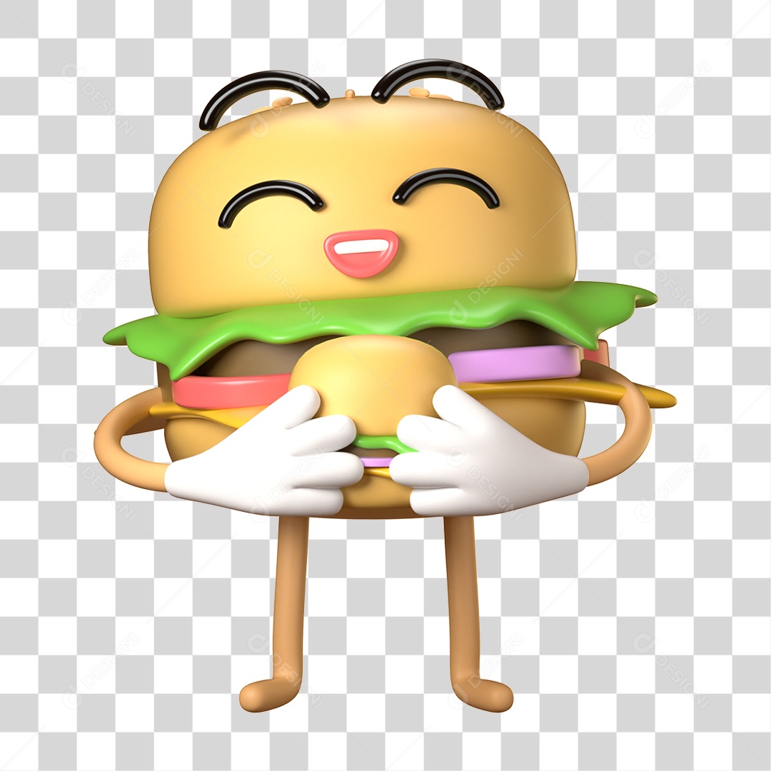 Elemento 3D Dia Mundial do Hambúrguer para Composição PNG Transparente