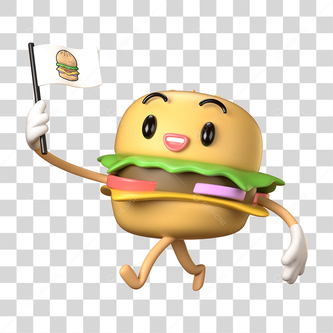 Elemento 3D Dia Mundial do Hambúrguer para Composição PNG Transparente