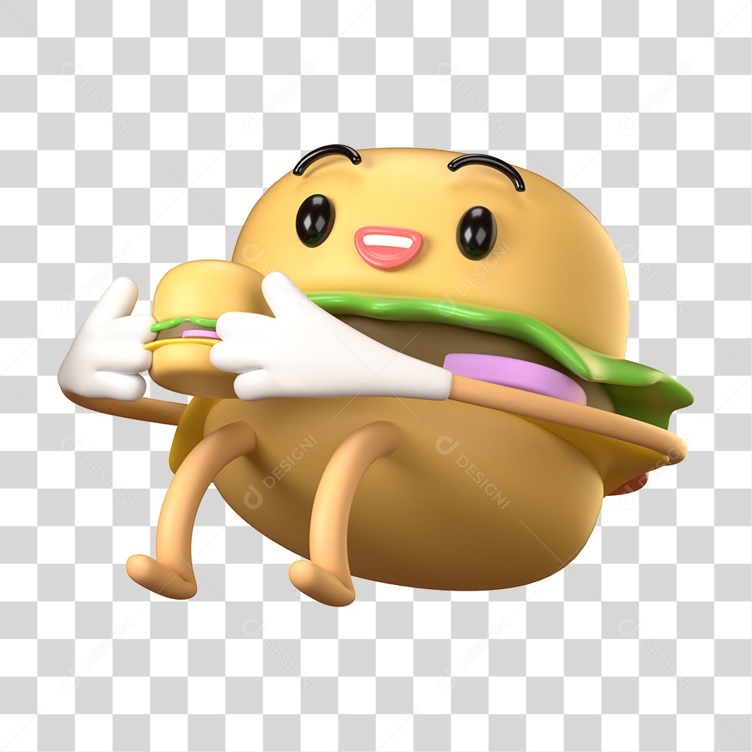 Elemento 3D Dia Mundial do Hambúrguer para Composição PNG Transparente