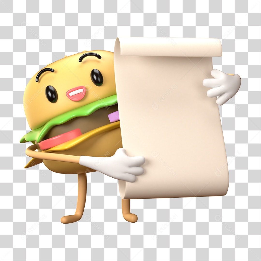 Elemento 3D Dia Mundial do Hambúrguer para Composição PNG Transparente