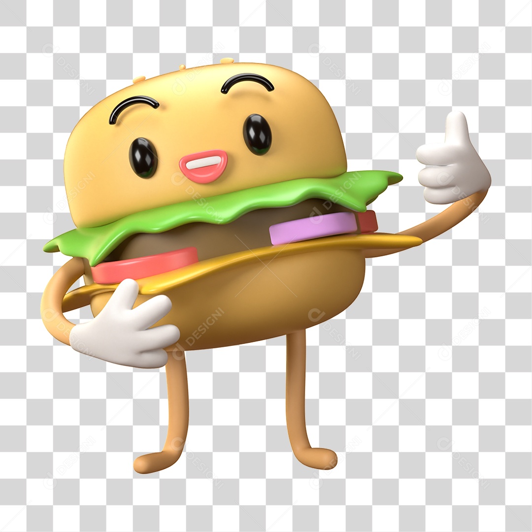 Elemento 3D Dia Mundial do Hambúrguer para Composição PNG Transparente