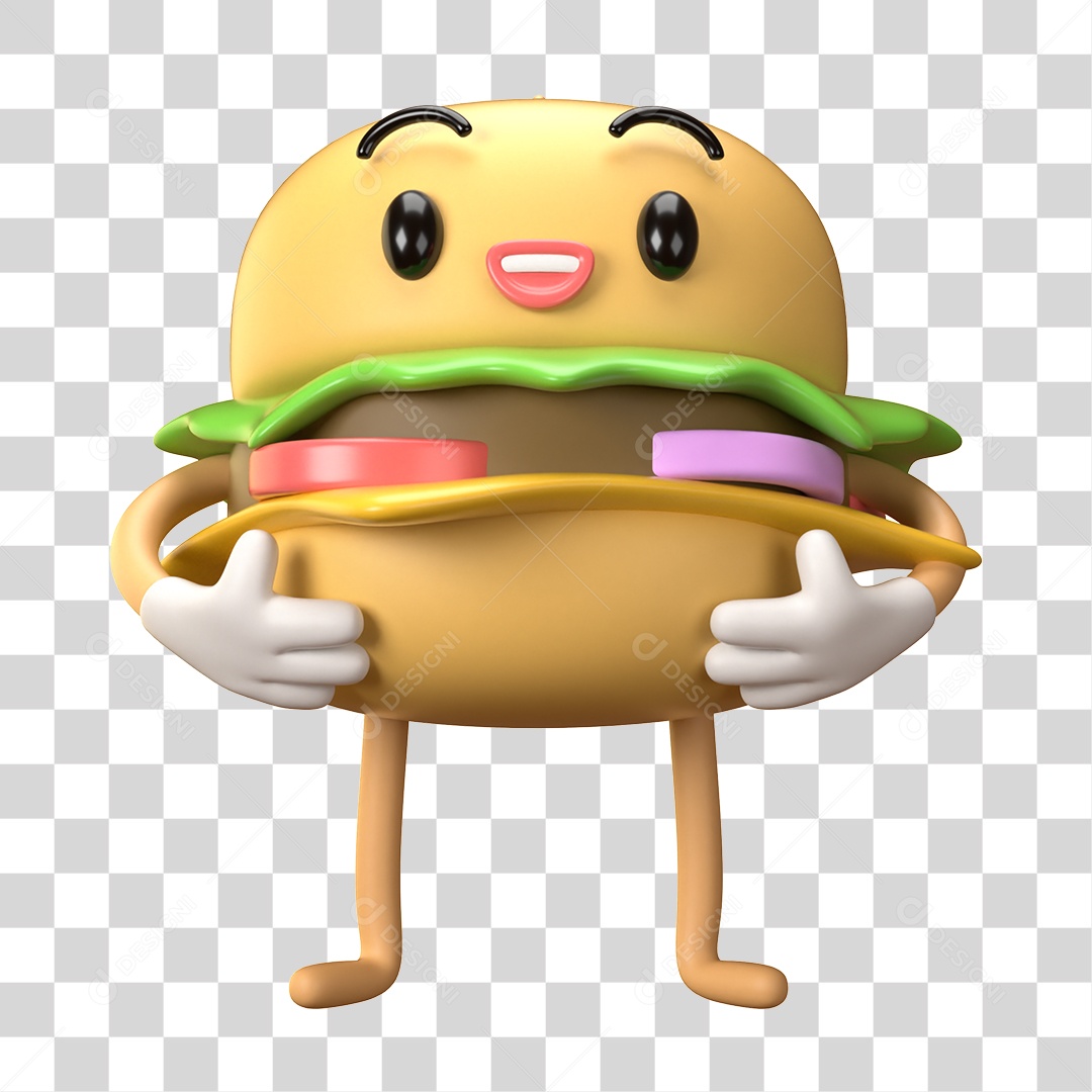 Elemento 3D Dia Mundial do Hambúrguer para Composição PNG Transparente