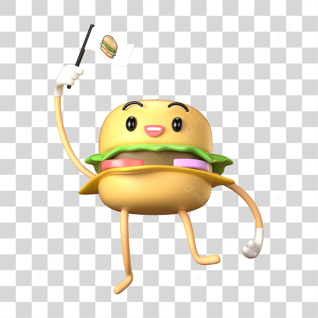 Elemento 3D Dia Mundial do Hambúrguer para Composição PNG Transparente