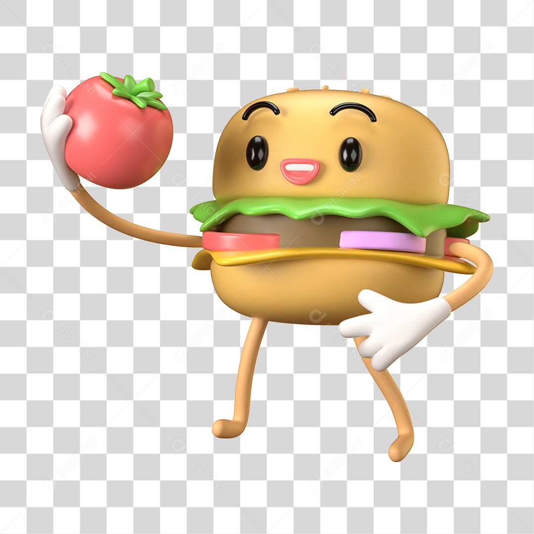 Elemento 3D Dia Mundial do Hambúrguer para Composição PNG Transparente