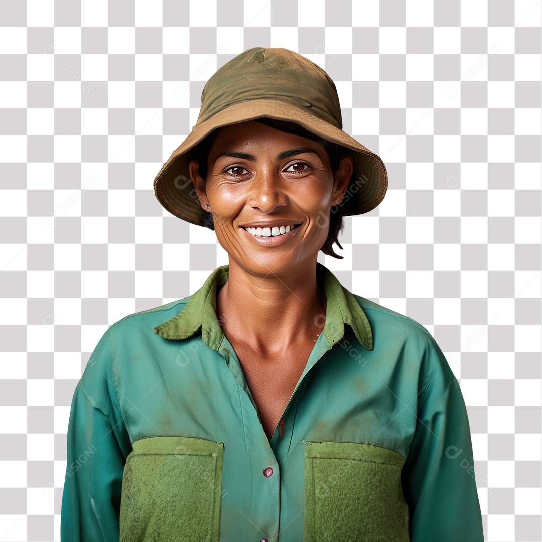 Mulher Morena Agricultora Sorrindo Fundo PNG Transparente