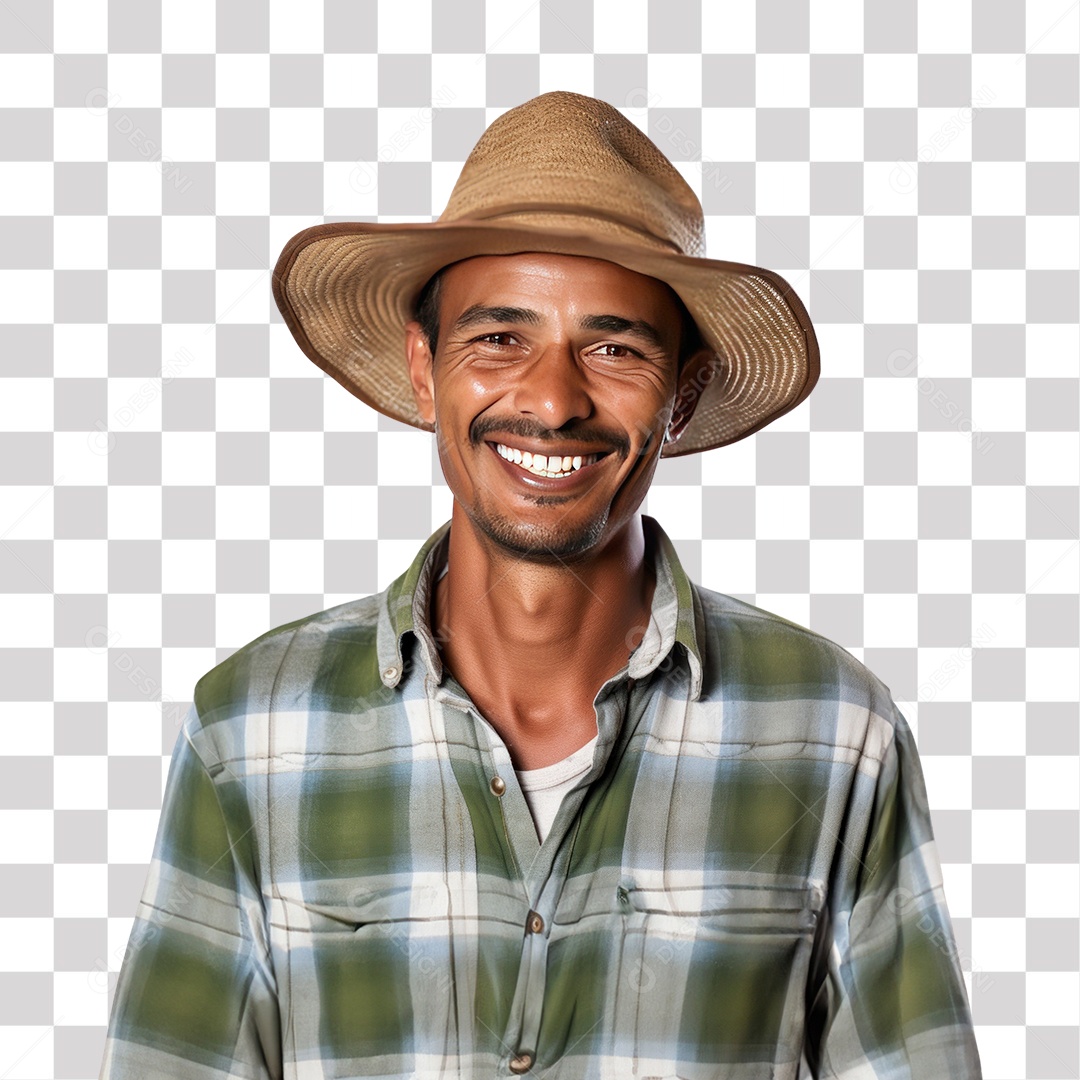 Homem Moreno Agricultor Sorrindo Fundo PNG Transparente