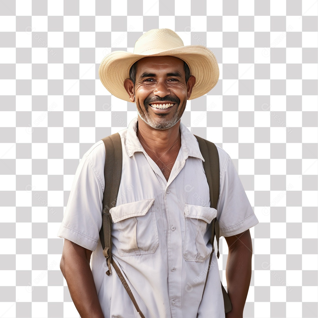 Homem Moreno Agricultor Sorrindo Fundo PNG Transparente