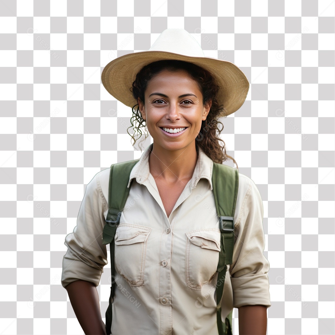 Mulher Morena Agricultora Sorrindo Fundo PNG Transparente