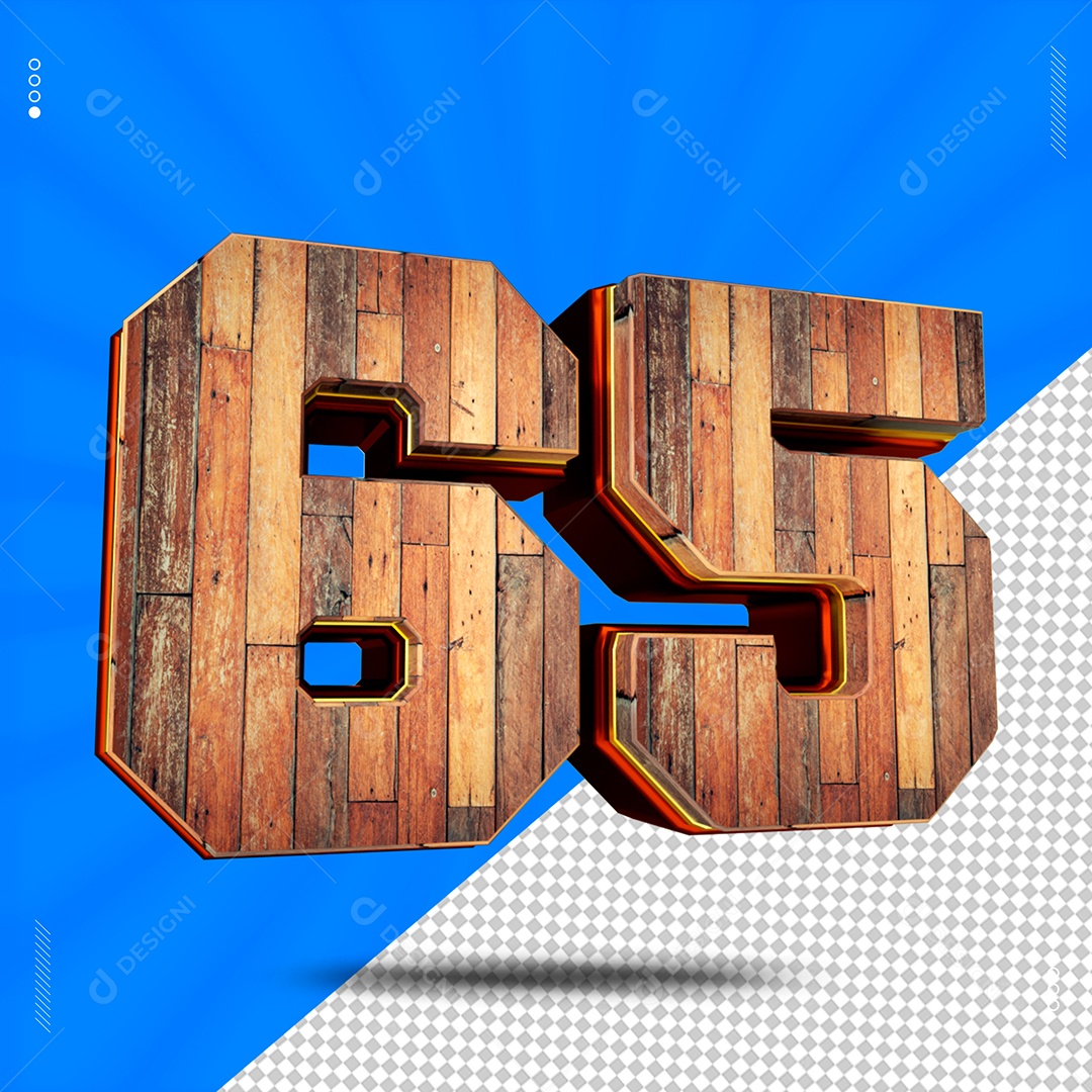 Número 3D 65 De Madeira Para Composição PSD