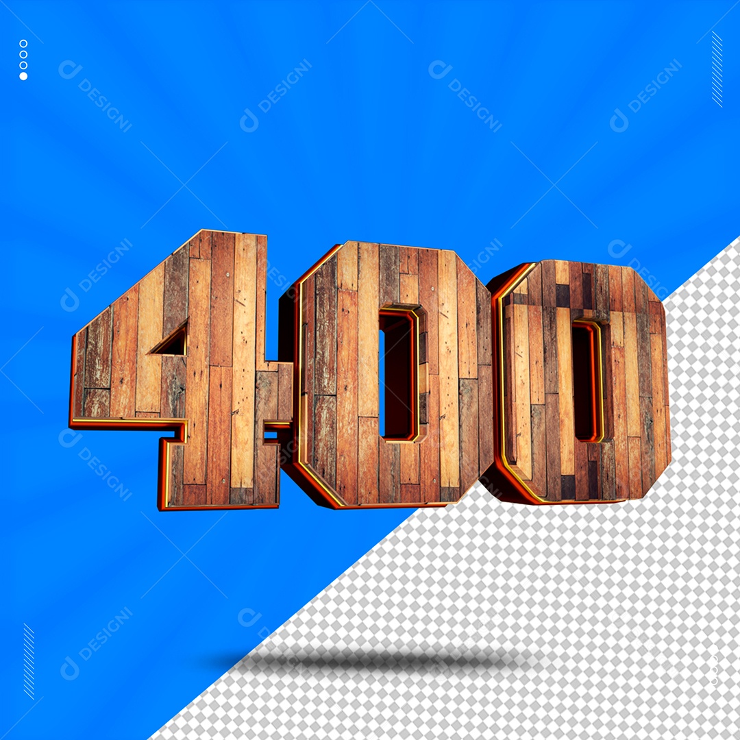 Número 3D 400 De Madeira Para Composição PSD