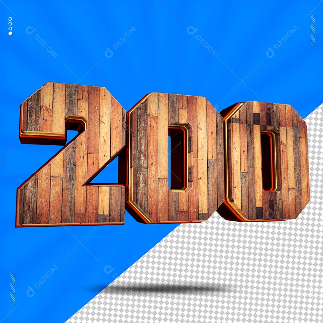 Número 3D 200 De Madeira Para Composição PSD