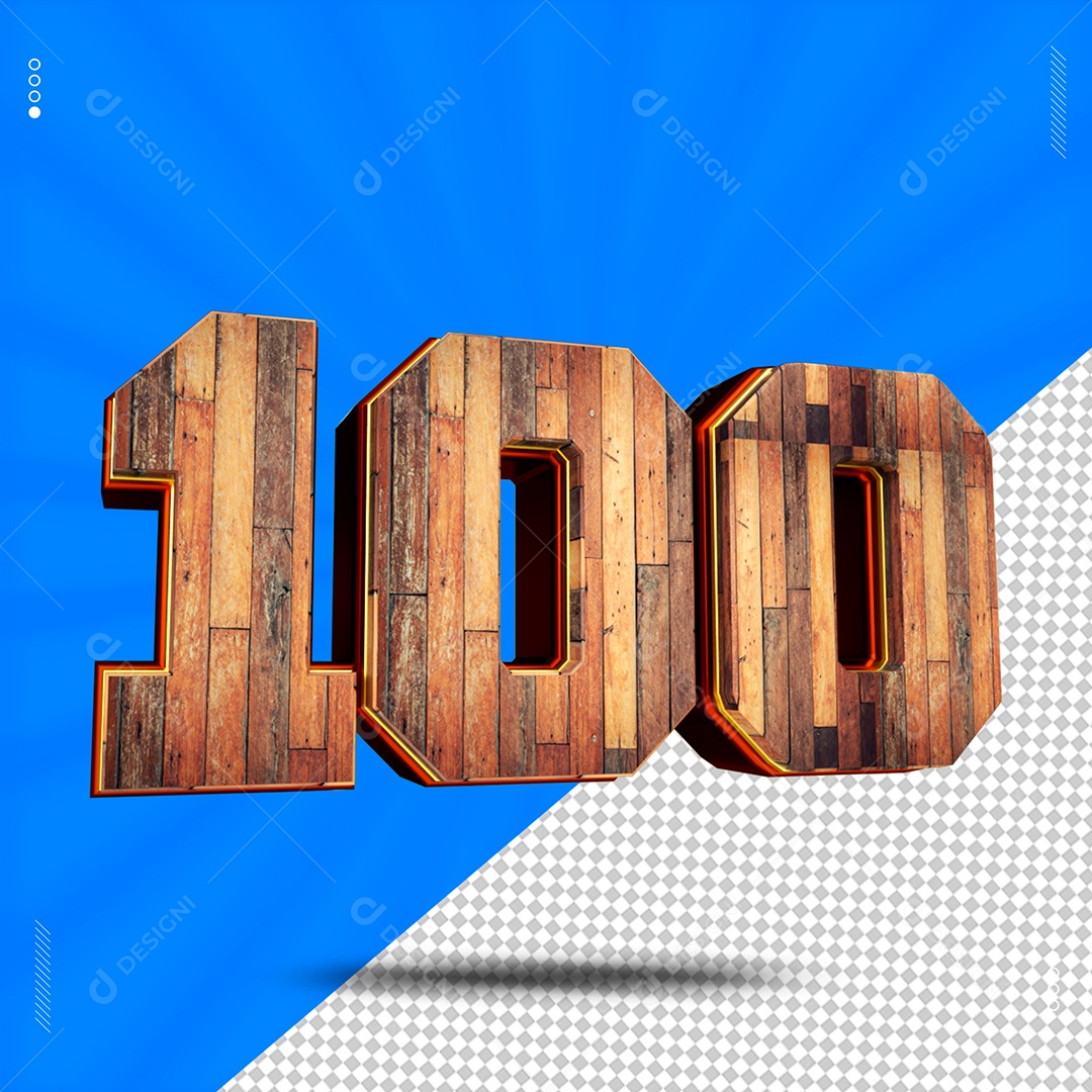 Número 3D 100 De Madeira Para Composição PSD