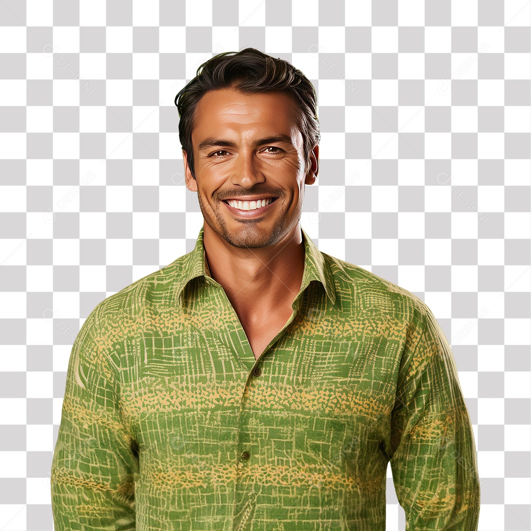 Homem de Camisa Elegante Sorrindo Fundo PNG Transparente