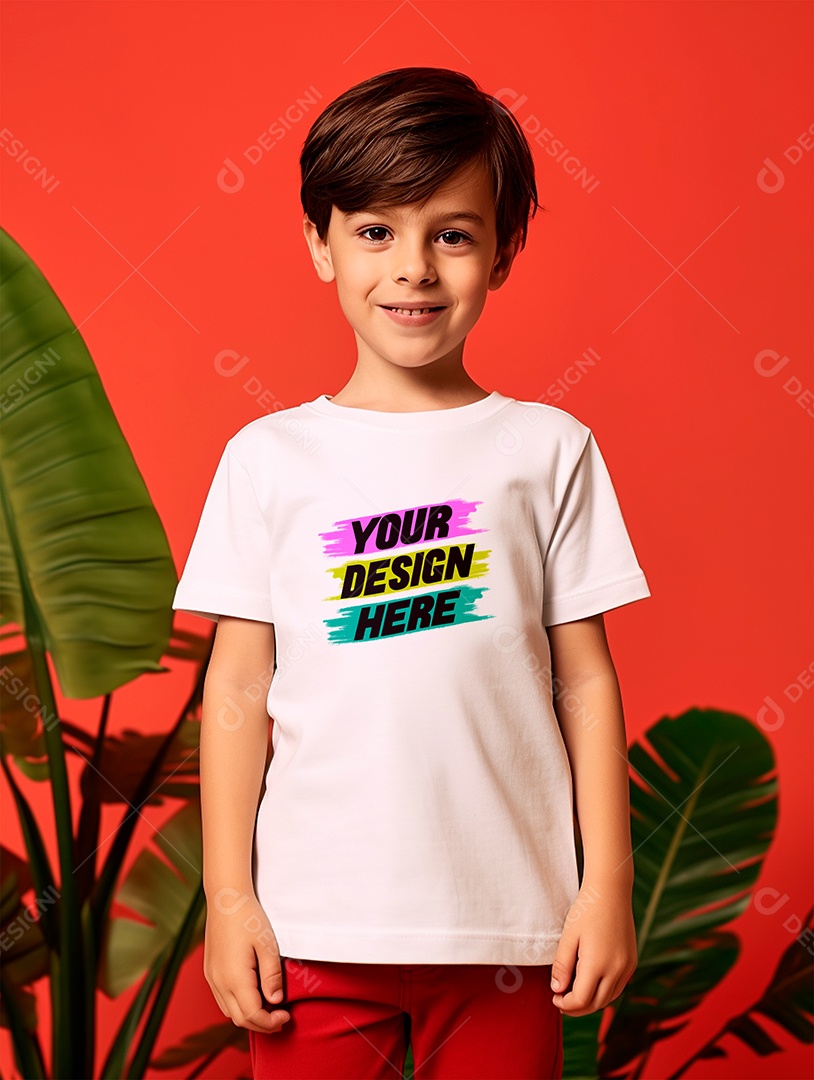 Mockup de Camiseta Infantil Branca PSD Editável