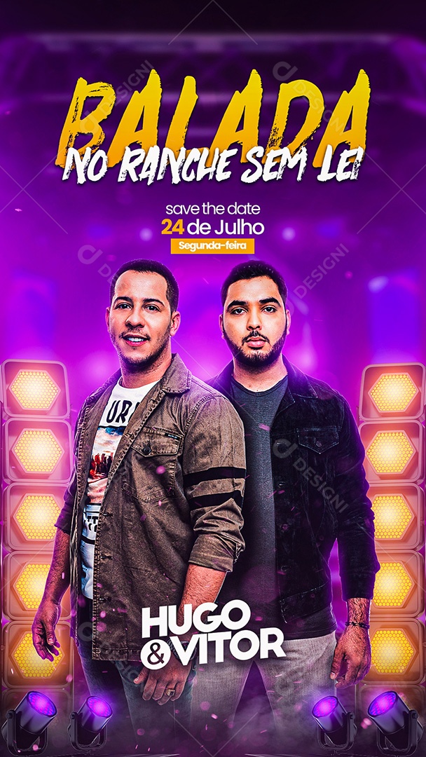 Flyer Show Huto e Vitor Story Social Media PSD Editável
