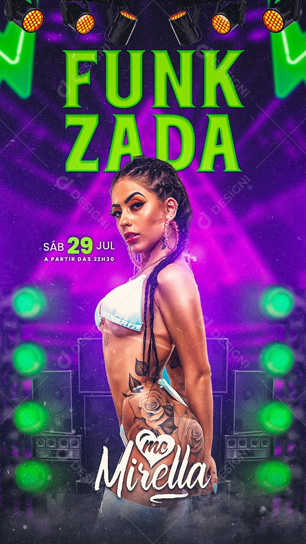 Flyer Funk MC Mirella Story Social Media PSD Editável