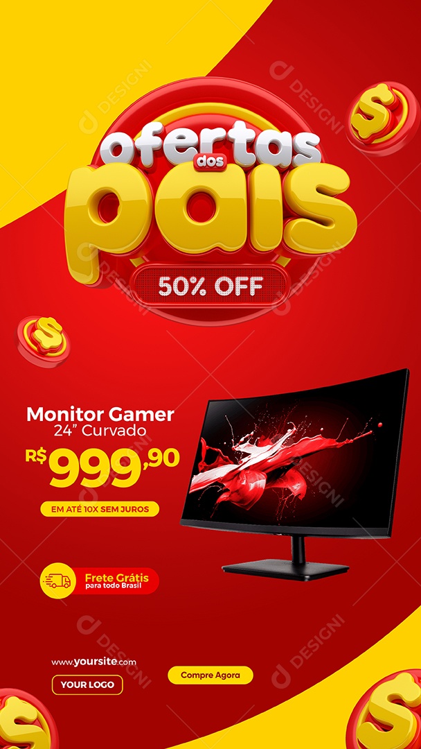 Story Ofertas Dos Pais Monitor Gamer Social Media Ofertas Dos Pais PSD Editável