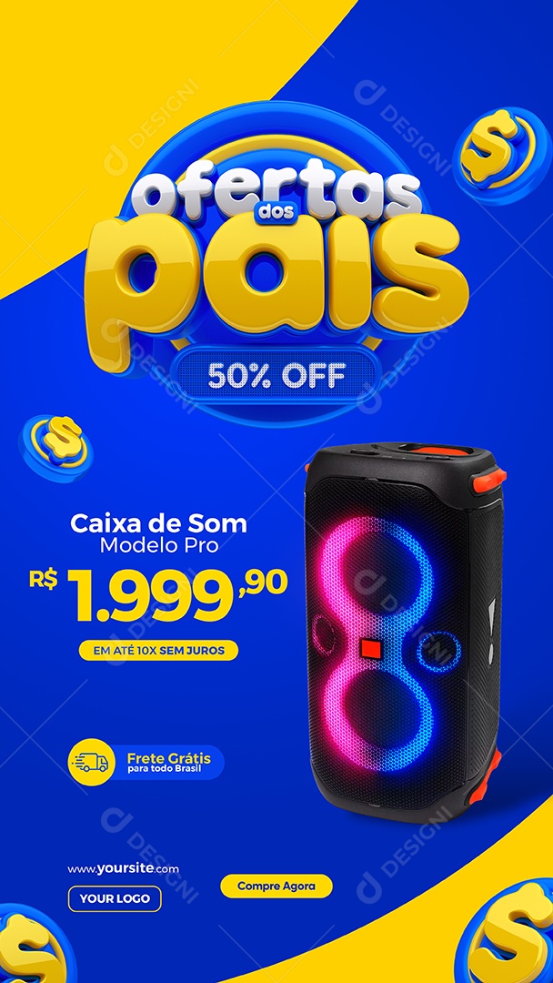 Social Media Story Ofertas Dos Pais Caixa De Som Modelo Pro PSD Editável