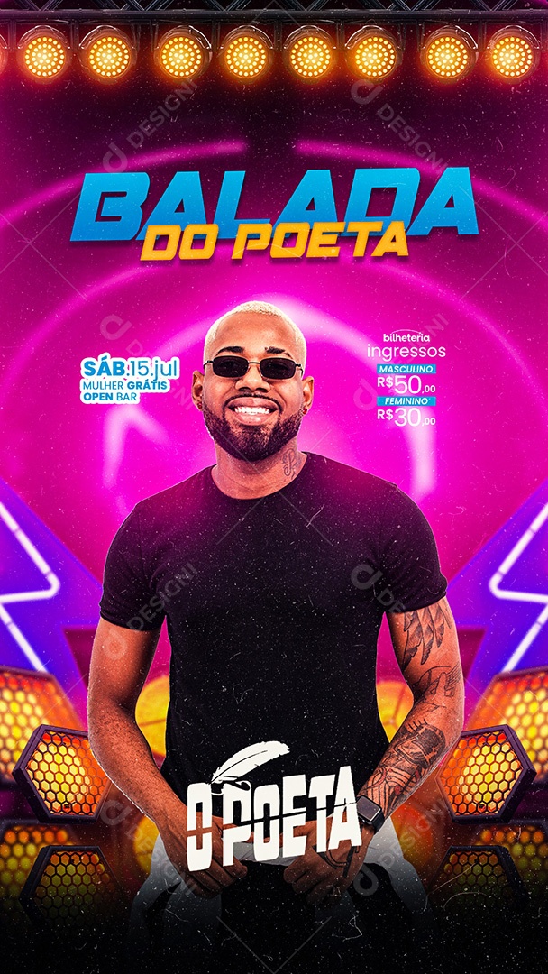 Flyer Balada do Poeta Story Social Media PSD Editável