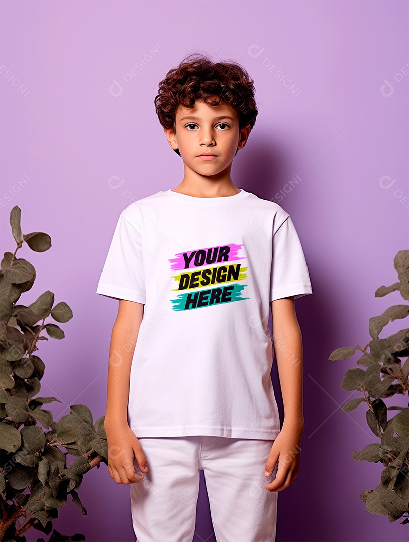 Mockup de Camiseta Infantil Branca PSD Editável