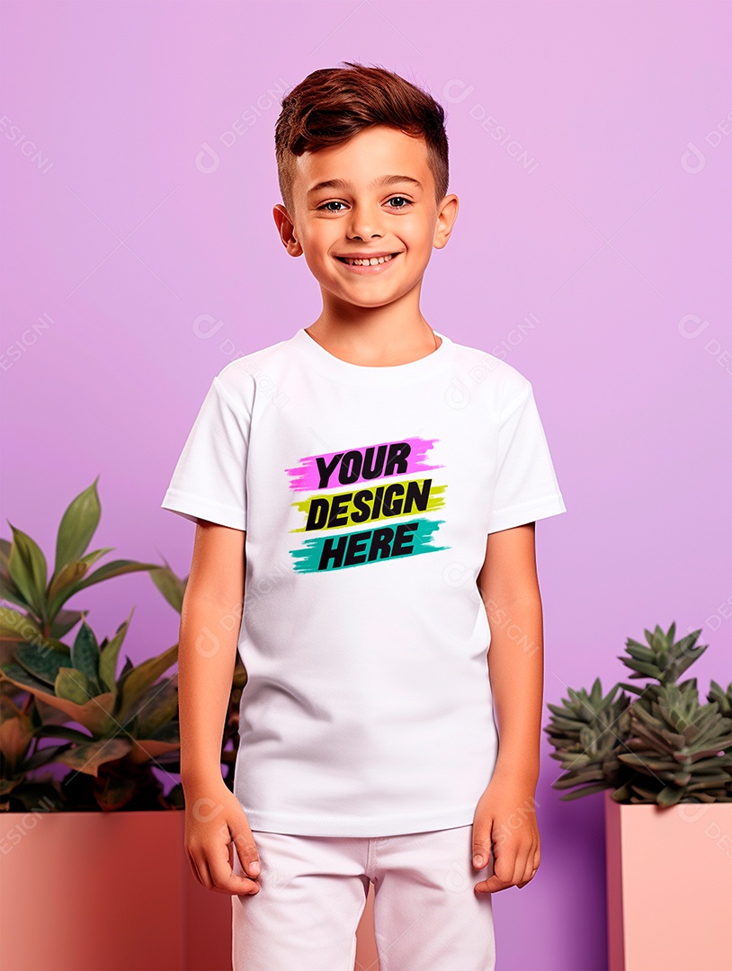 Mockup de Camiseta Infantil Branca PSD Editável