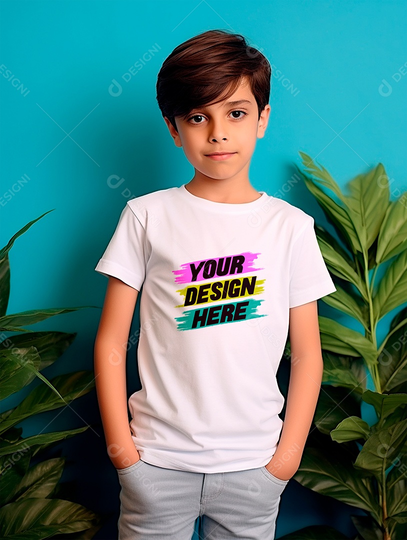 Mockup de Camiseta Branca Infantil PSD Editável