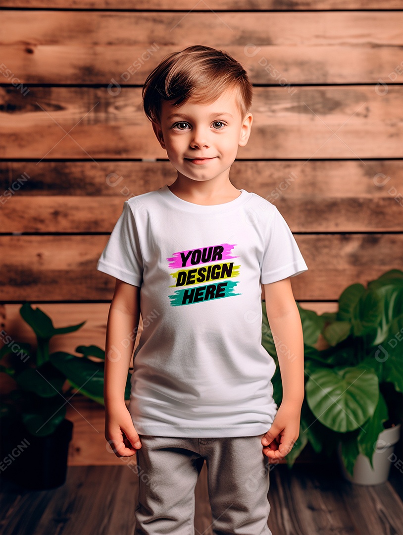 Mockup de Camiseta Branca Infantil PSD Editável