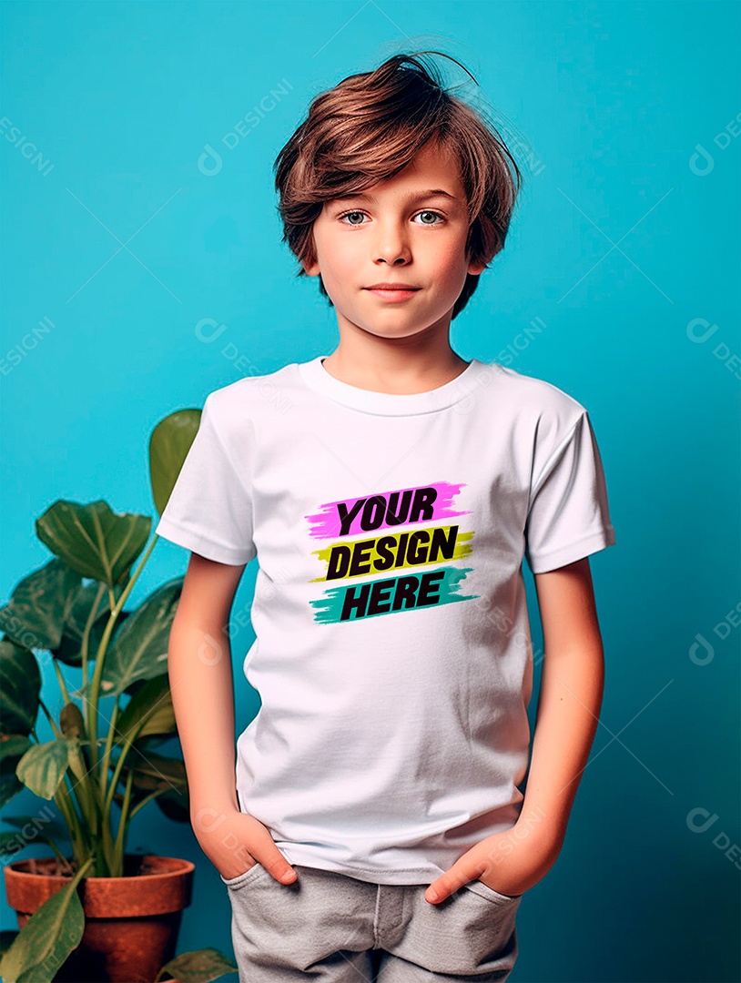 Mockup de Camiseta Branca Infantil PSD Editável