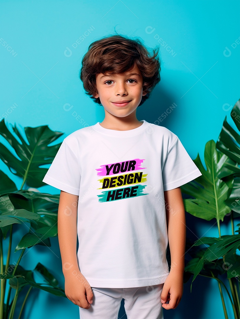 Mockup de Camiseta Branca Infantil PSD Editável