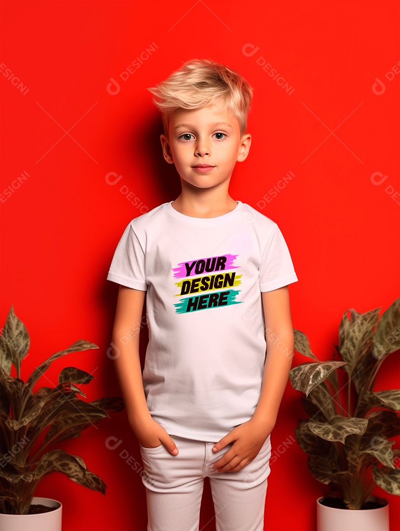 Mockup de Camiseta Branca Infantil PSD Editável